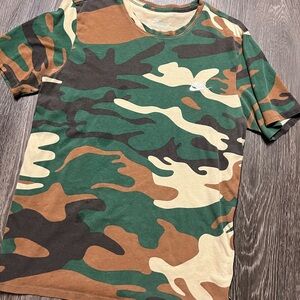 Nike Men's Short Sleeve Camo Tee - Green, Brown, and Tan